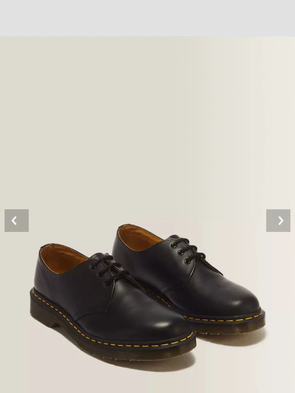 Dr. Martens Black 3-Eye Leather Oxford with Yellow Stitching